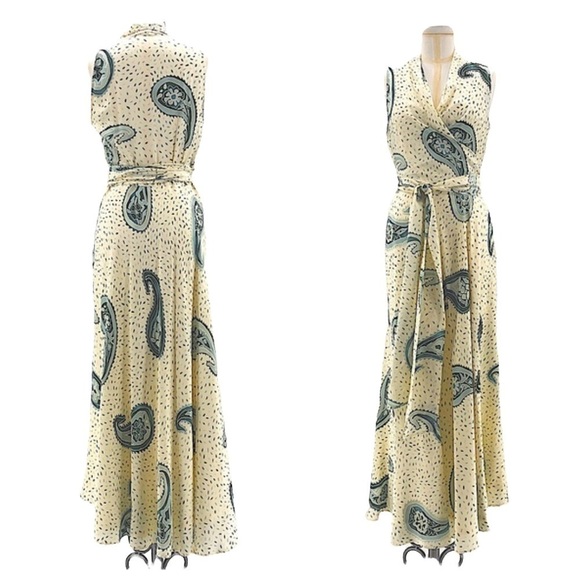 MONDI Sleeveless Fit & Flare Paisley Silk Self Tie Vintage Dress Size‎ 8 - Picture 1 of 9